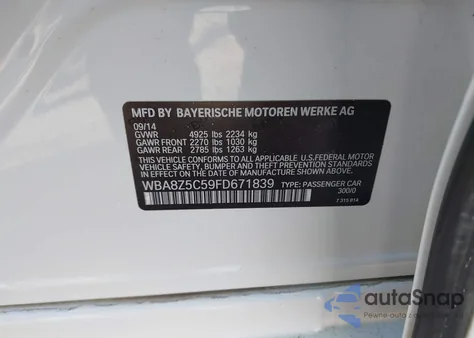 2015 BMW 328I Gran Turismo xDrive from USA, damaged, VIN WBA8Z5C59FD671839
